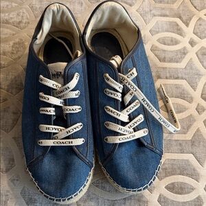 Coach Blue Canvas Sneakers with Branded Laces